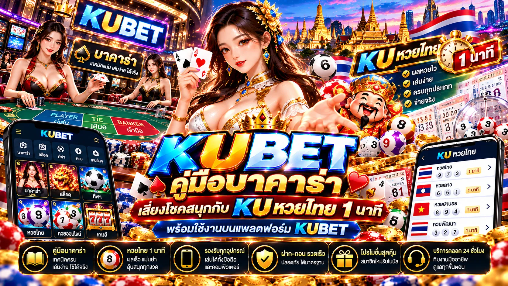 KUBET คู่มือบาคาร่า เสี่ยงโชคสนุกกับ KU หวยไทย 1 นาที พร้อมใช้งานบนแพลตฟอร์ม KUBET